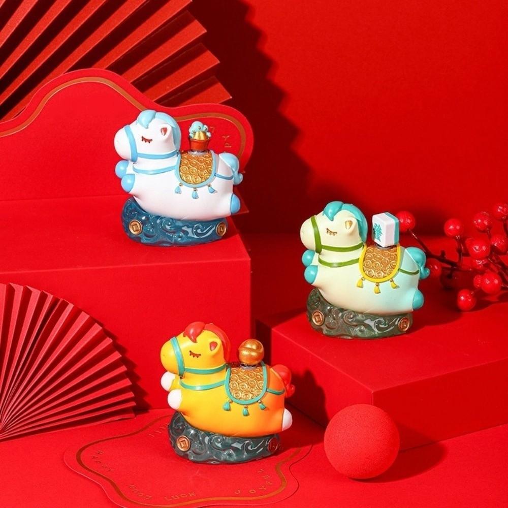 Rotatable Pony Ornament Kawaii Horse Mascot DIY Craft Zodiac Horse Figurines  Desktop Display