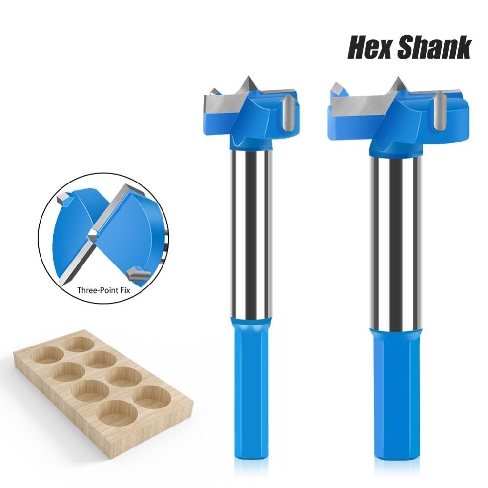 Hex Shank Forstner Drill Bit 2 Flutes Wood Boring Bit Durable Wood Auger Cutter  For Plastic