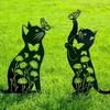 Halloween Metal Garden Stake Black Sasquatch Cat Dog Patio Yard Sign Outdoor Silhouette Statue for Garden Yard Patio Lawn Decor