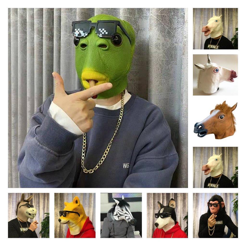 Horse Head Mask Halloween Animal Rubber Party Cosplay Costume  Accessory Adult
