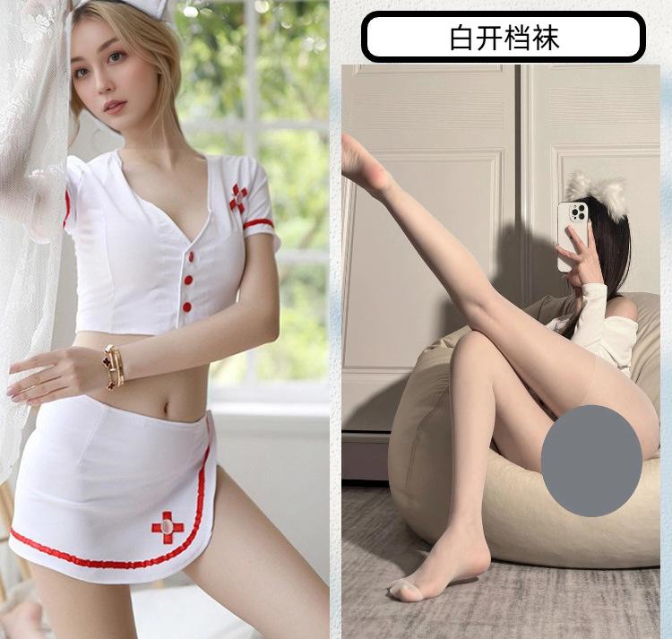 Sexy Lingerie Sexy Temptation Nurse Uniform Role-playing Rhinestone Inlaid Split Skirt Temptation Pure Desire Advanced Sense