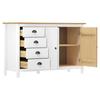 VidaXL Buffet Sideboard Storage Cabinet with 4 Drawers and 2 Doors Home Interior White 130x40x80 Cm Pine Wood 288934