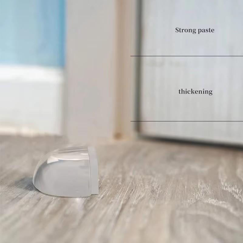 Transparent Self Adhesive Door Draft Stopper Floor Mounted Door Stop for Wall Furniture Door Handle Protection Home Improvement