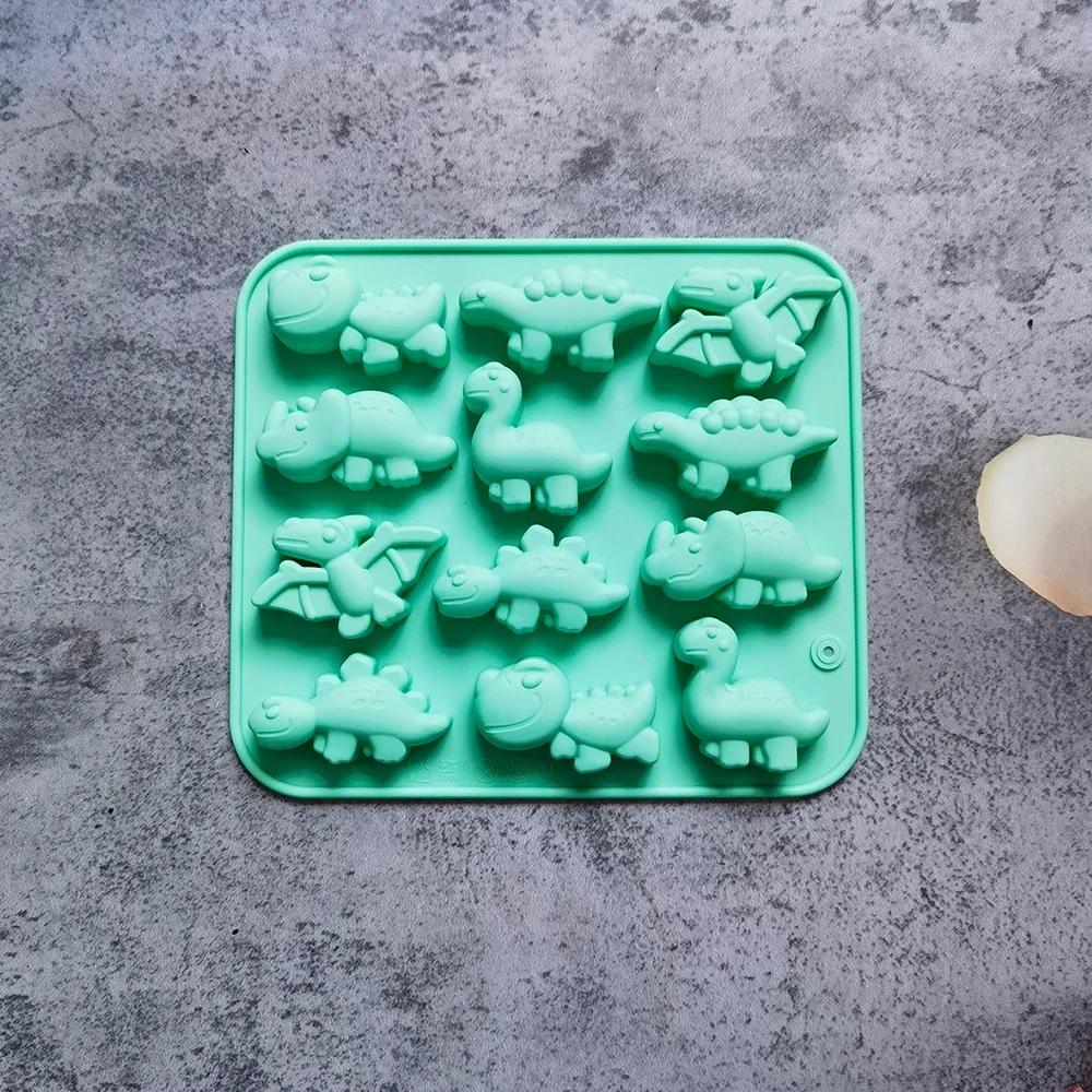 12 Square Dinosaur Chocolate Silicone Mold Candy Pudding Mold Cake Plugin Baking Utensils Mold Dining & Bar