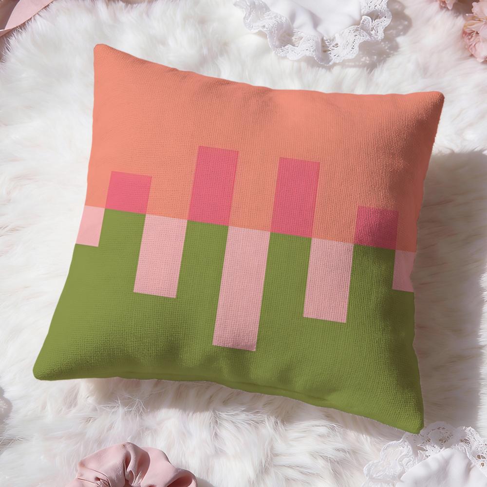 Pure Color Splicing Texture Cushion Cover Premium Comfort Reversible Pillow Cove Two in One Design for Any Room Car Interior