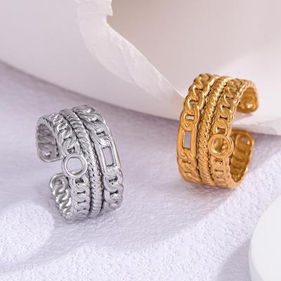 Stainless Steel Adjustable Hollow Ring - European & American Fashion