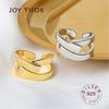 High Quality Fashion BFCLUB Silver Color Geometric Interweave Gold Color Adjustable Rings For Women Wholesale Jewelry