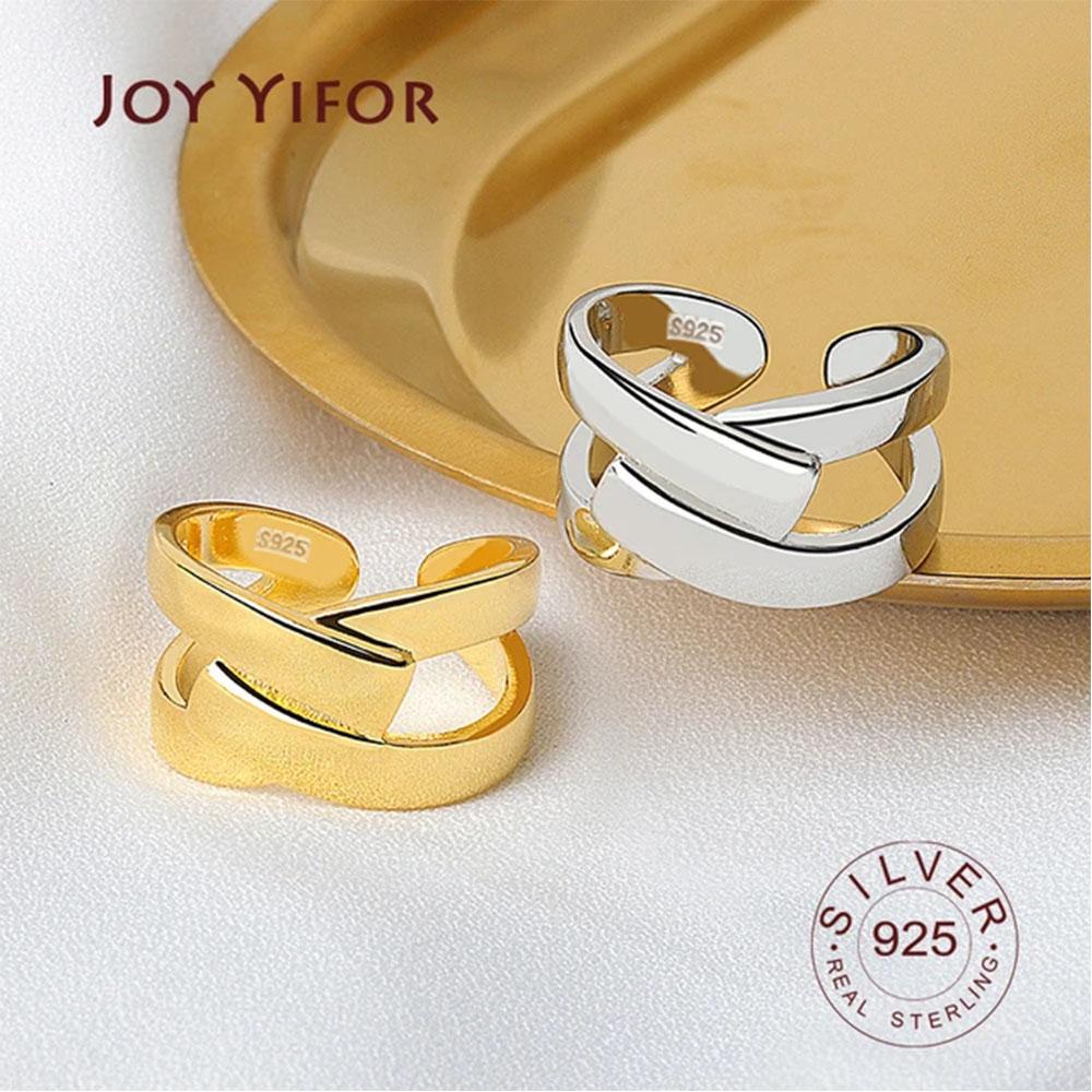 High Quality Fashion BFCLUB Silver Color Geometric Interweave Gold Color Adjustable Rings For Women Wholesale Jewelry
