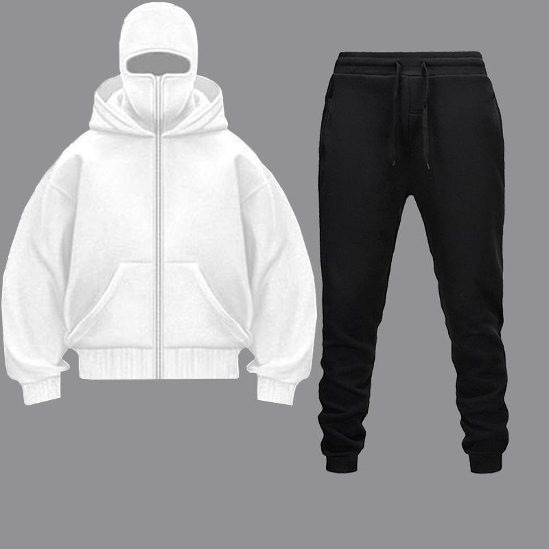 2025 Unisex Autumn Solid Color Double Hood Sweatshirt Set - European & American Style, Personalized Unique Design