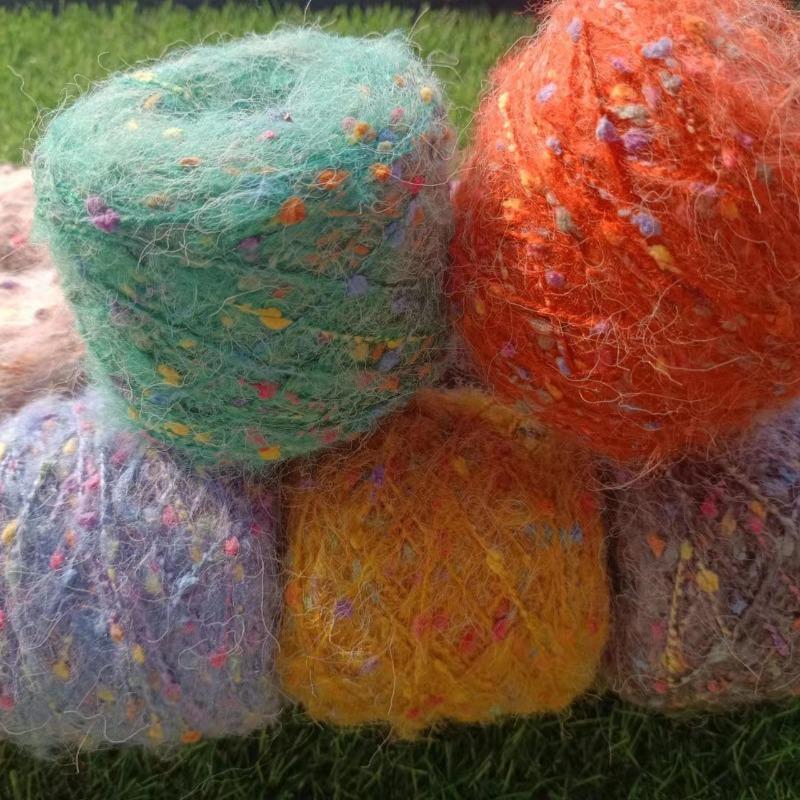 Ręcznie robiony pleciony tęczowy fasolka cukrowa moherowy nić do szalika DIY, domowa torba sweter czapka, ręcznie mieszana włóczka kłębek szydełkowanie 50g