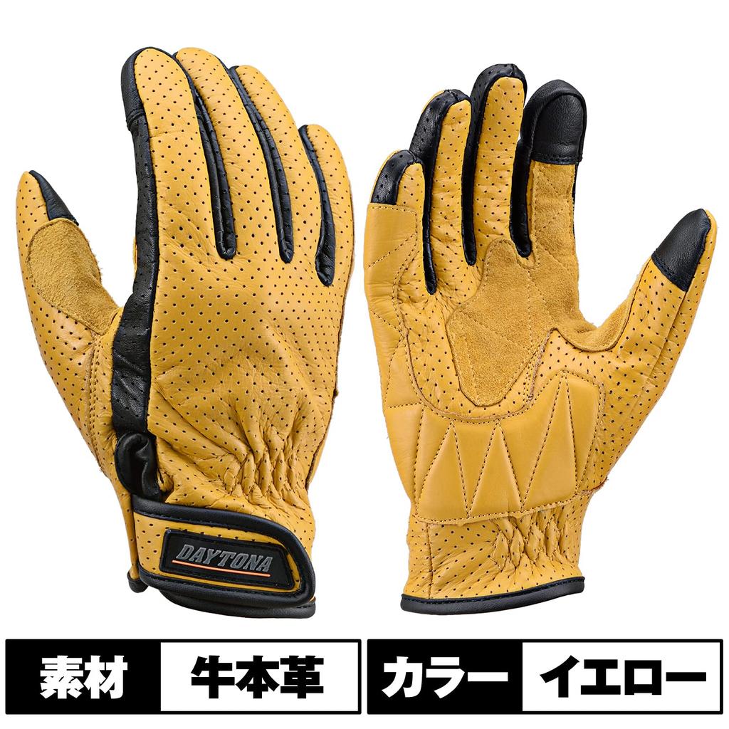 Daytona Motorcycle Leather Smartphone Cowhide Standard Size 18909 Gloves, Summer, Mesh, (Cowhide), Compatible, Leather, Perforated, Gloves, HBG-129,