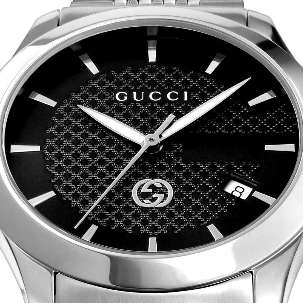 Gucci G-Timeless Men's Wristwatch Black Stainless Steel Quartz Water Resistant Sapphire Glass Not Included