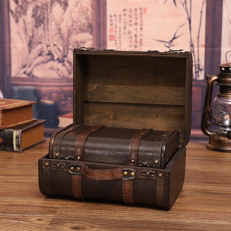 European Antique Wooden Handbag Prop Box