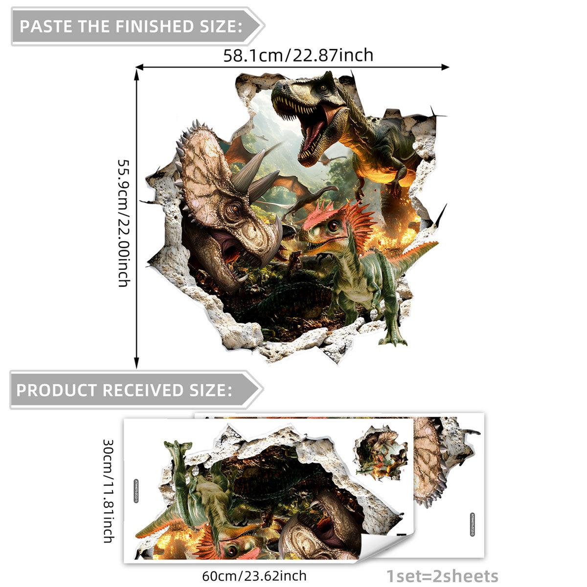 

Atw4070 Креативный динозавр пробивает стену 3D эффект бумажная наклейка на стену гостиная спальня фоновая стена декоративная наклейка на стену самоклеящаяся партия