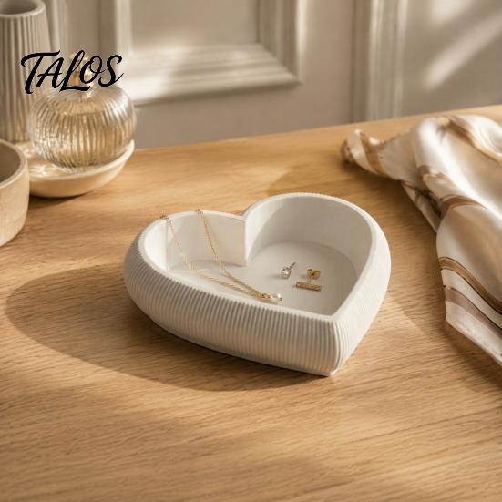 Earring Display Stand Heart Shaped Jewelry Tray, 3D Printed Ring Necklace Holder, Small Organizer Romantic Desktop Trinket Dish for Dresser