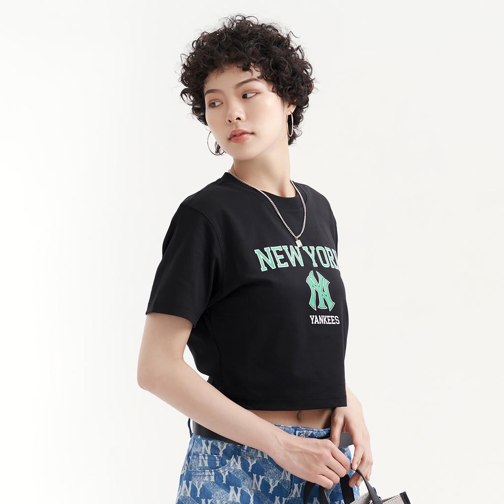 New MLB College Style Series Crop Tops Women's Black 3FTSV0333-50BKS