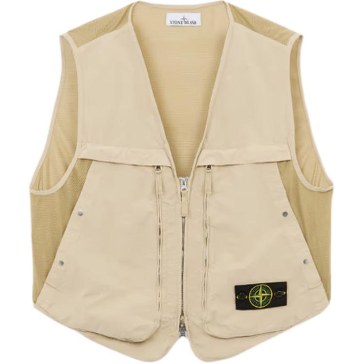 Stone Island FW24 Logo Letter Zip Casual Vest Unisex vest Off-White 8115G03M3-V0097