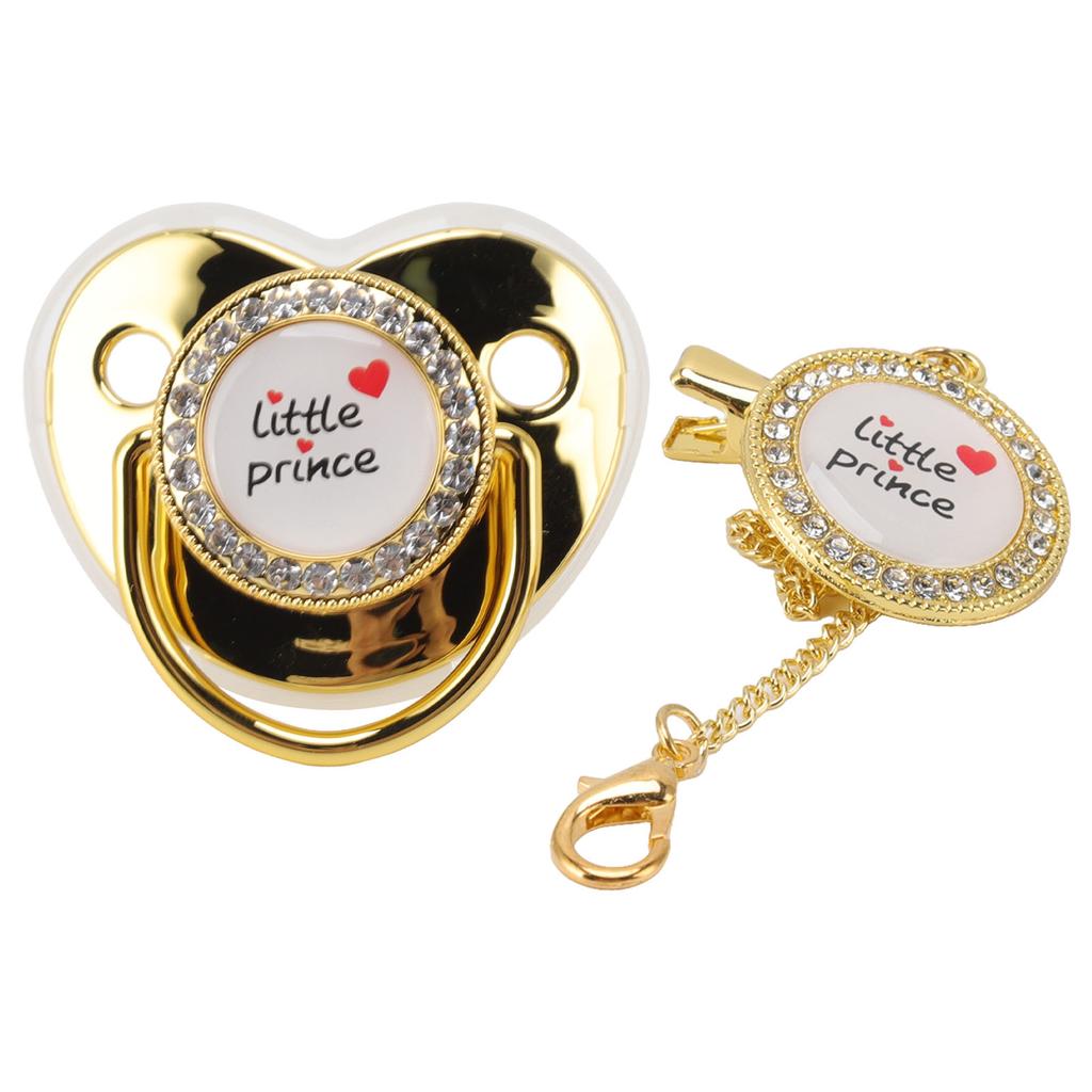 Baby Luxury Pacifier BPA Free Little Prince Rhinestones Golden Bling Newborn Dummy Soother for 6 To