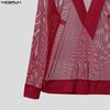 INCERUN Men V Neck Long Sleeve Mesh Sheer Hollow Out Fitted Party T-shirts