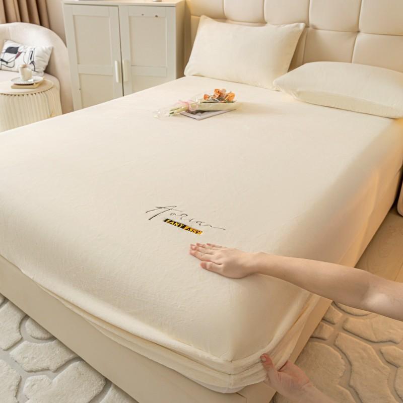 

Зимняя утепленная простыня из термомолочного волокна, сплошной цвет, наматрасник с вышивкой, покрывало, нескользящая универсальная простыня