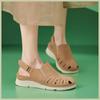 fashion Brand Casual Summer 2024 Retro Wedge Closed Toe Sandals Women Sewing Thread Buckle Hook Loop Shoes Mid Heel Non Slip Soft