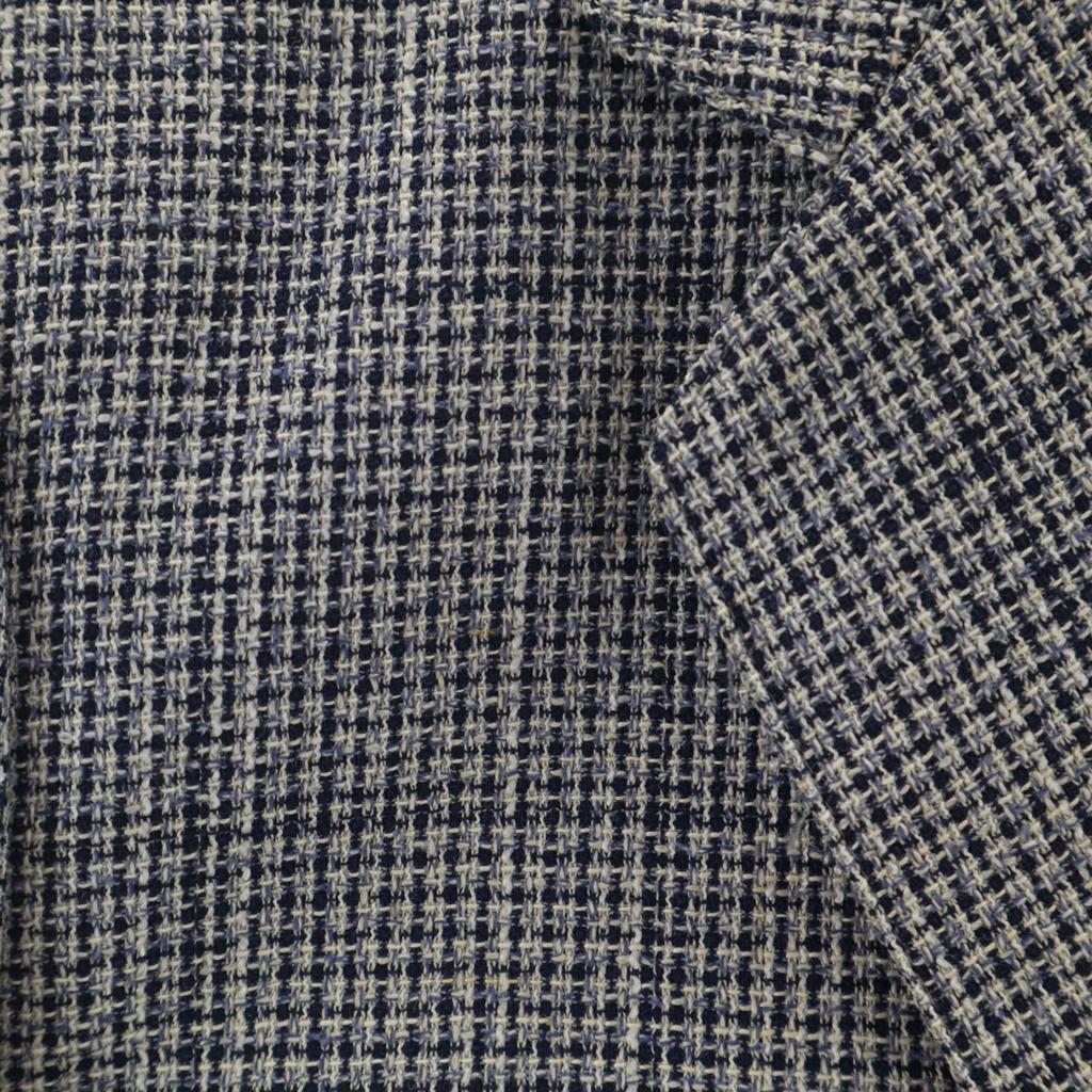 LANVIN 90s Old Check Pattern tailored jacket 46-54 Navy Ancon Men's Used