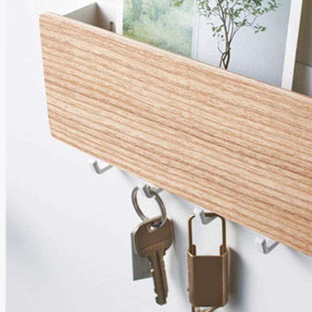 Hallway Wall Holder Wooden Punch Multifunctional Key Holder for Bag Hat Scarf
