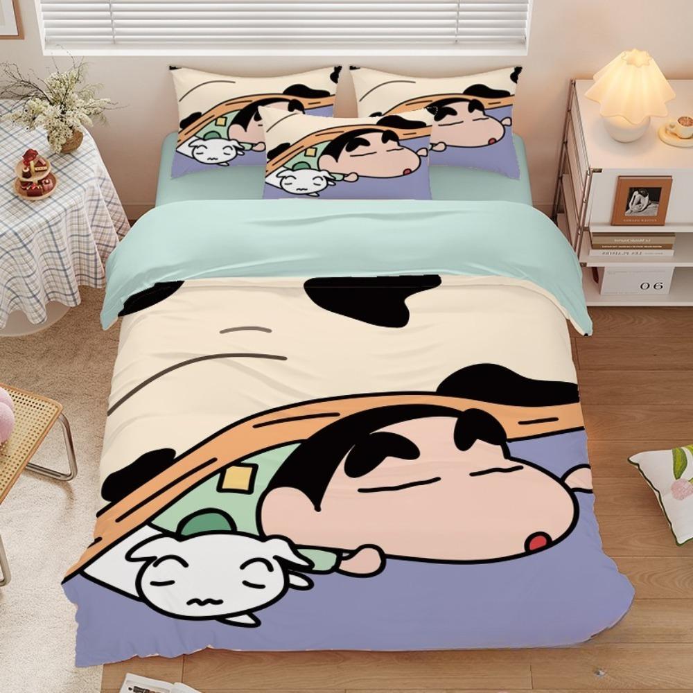 Uroczy Crayon Shin chan, Zestawy pościeli z mikrofibry, Pościel dziecięca z zamkiem błyskawicznym, Dekoracja pokoju, Poszwa na kołdrę dla nastolatków i dorosłych