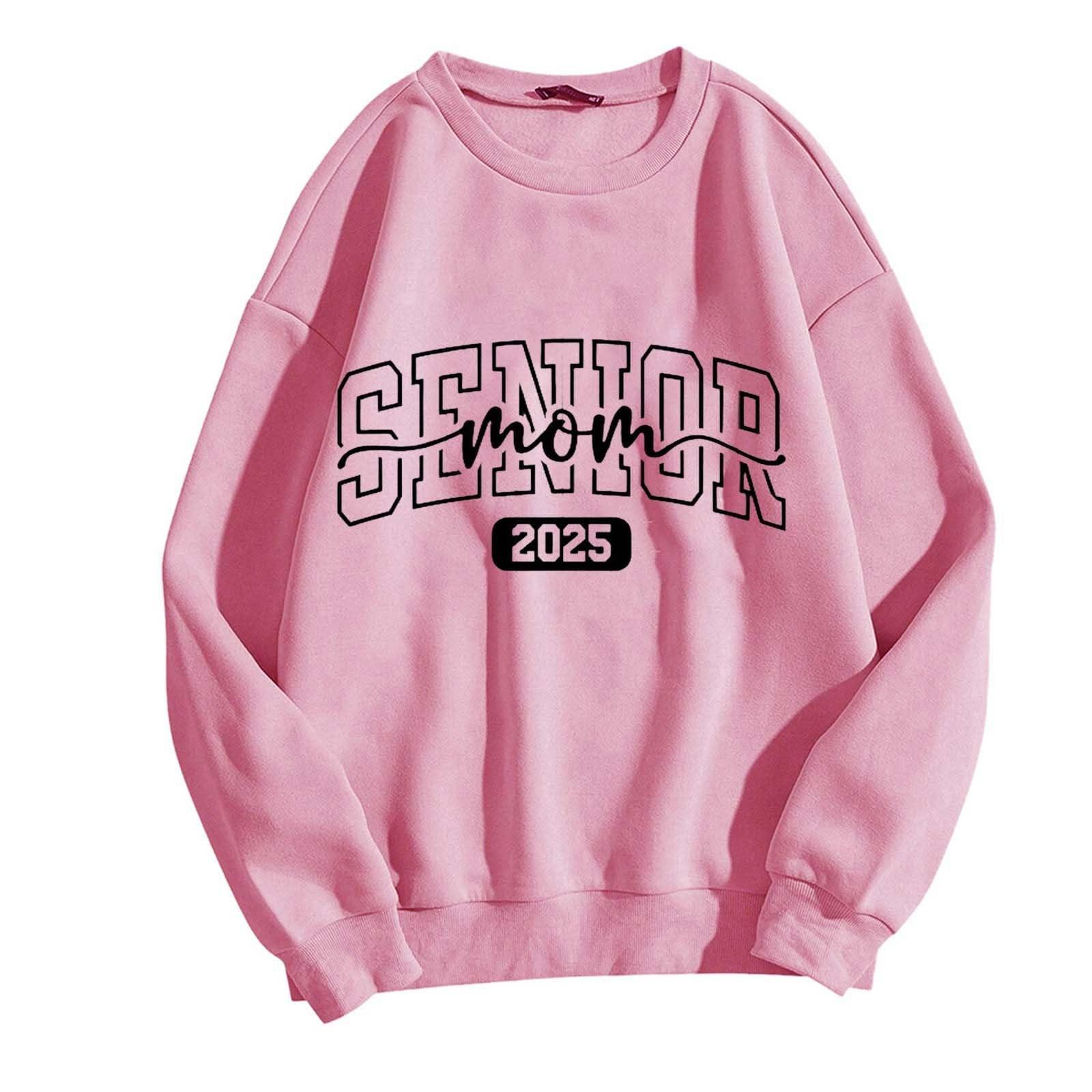 

Жіночі топи з круглим вирізом і принтом, бавовняні повсякденні модні пуловери з довгими рукавами, верхня блузка M рожевий