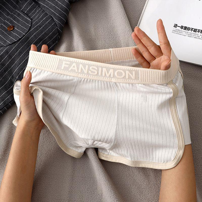 Men's Retro Style Cotton Boxer Panties, Soft and Breathable with Striped Design