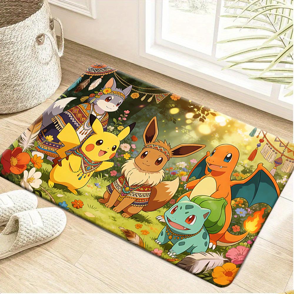 Anime Pokemon Gengar Evolution Dark Purple Style Print Non-slip Doormat, Soft Absorbent Floor Rug for Home Decor