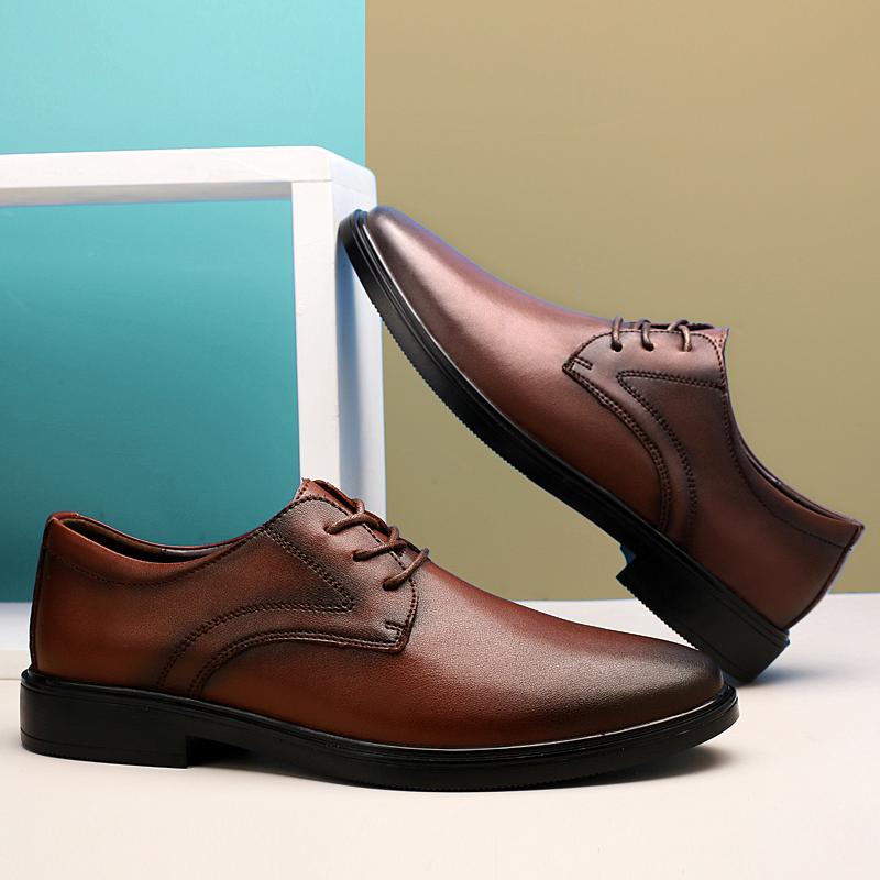 Genuine Leather Men's Business Shoes All-Match Wedding Dress Shoes Men Stylish Casual Oxford Shoes Leisure Walk Formal Footwear