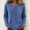 Camicia da Donna Retro a Maniche Lunghe Scollo a V Bottoni Vestibilità Larga Usurata Top