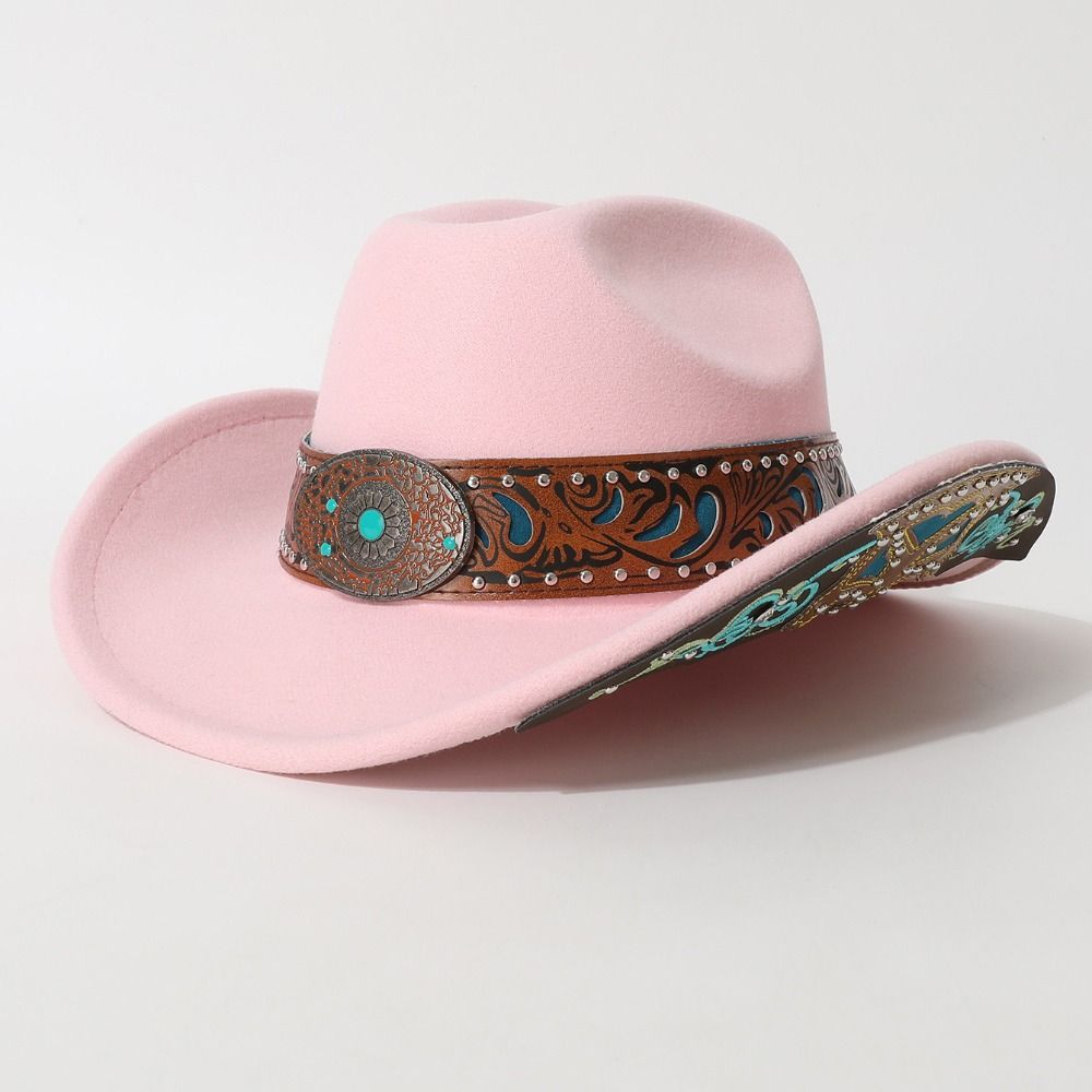 Turquoise Decor Western Cowboy Hat Vintage Cowgirl Hat Classic Party Festival Hat For Women Man