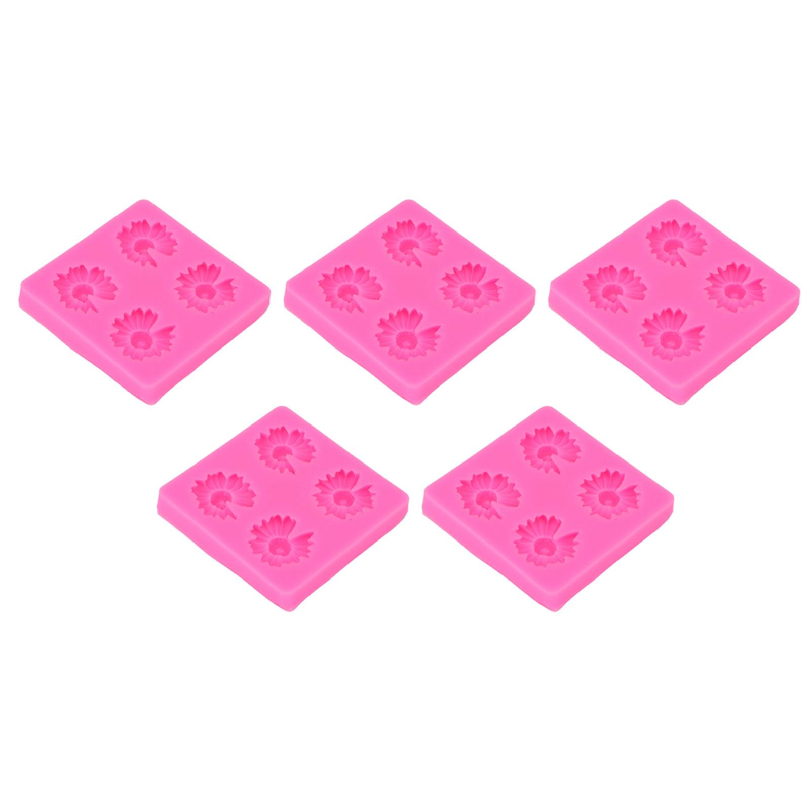 

5Pcs Silicone Molds Daisy Flower Chocolate Fondant Clay Mould Cake Decorating Baking Tool Pink