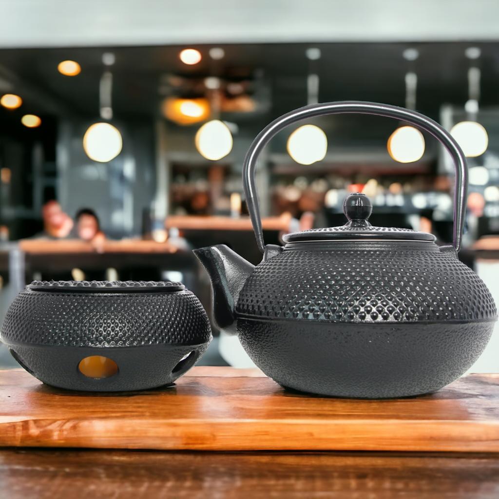 1.5L CAST IRON KETTLE 4x CUPS WARMER + TEA INFuser
