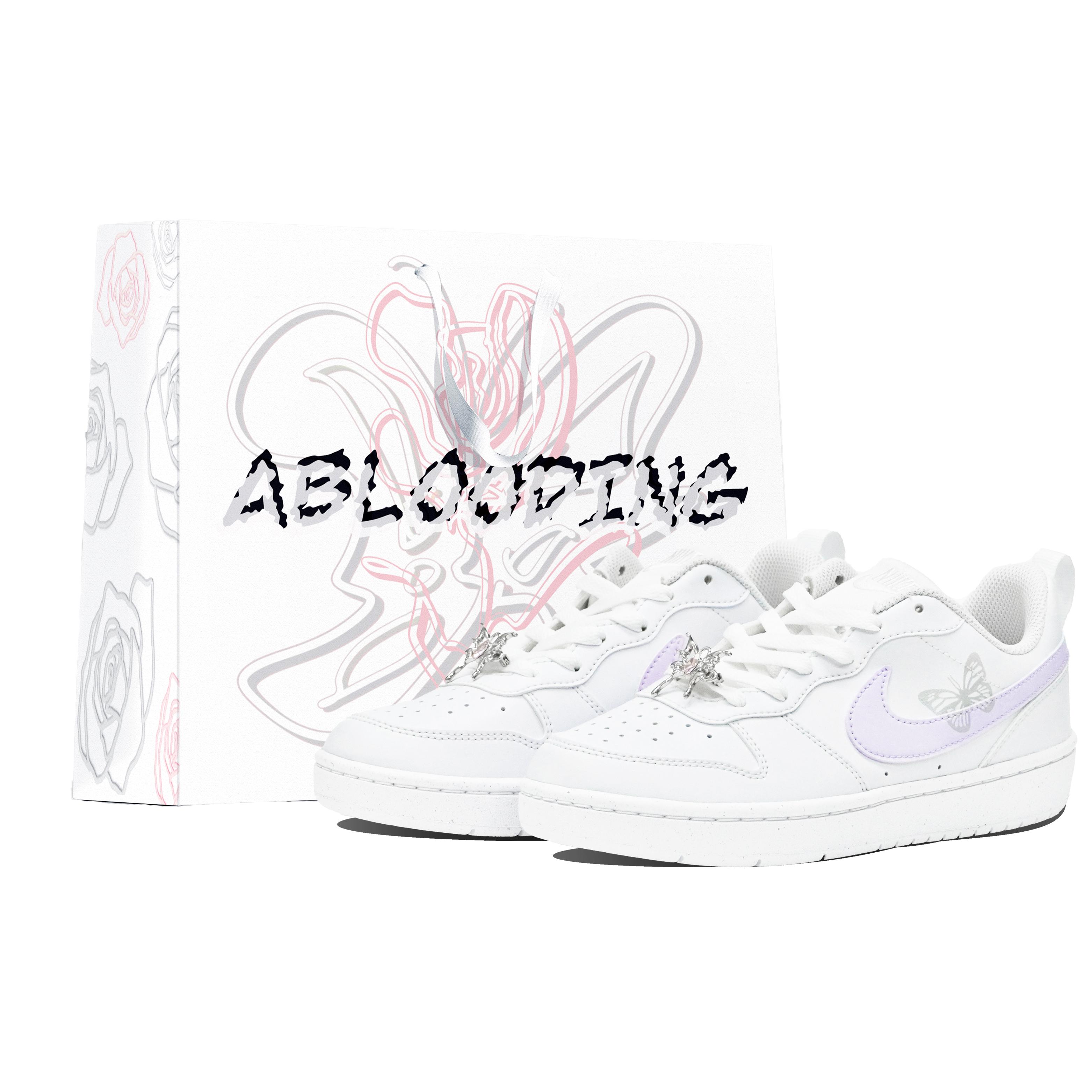 

Nike Court Borough Slip Resistant Low top Skateboard Shoes GS Purple BQ5448-100(Team14-BQS-Box) 38