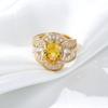 Vintage Luxury Sparkling Yellow Color Oval Inlaid Zircon Ring, Women's Fashion Trend Banquet Party Jewelry Gift