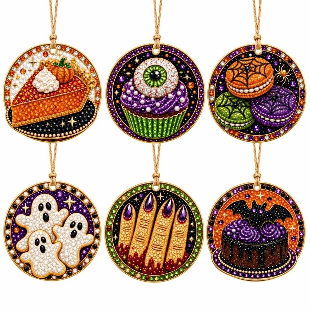 6 Stück/Set Metallkette Diamantmalerei-Set 3D Perlen Hängender Suncatcher Bastelartikel Weihnachtsdekoration