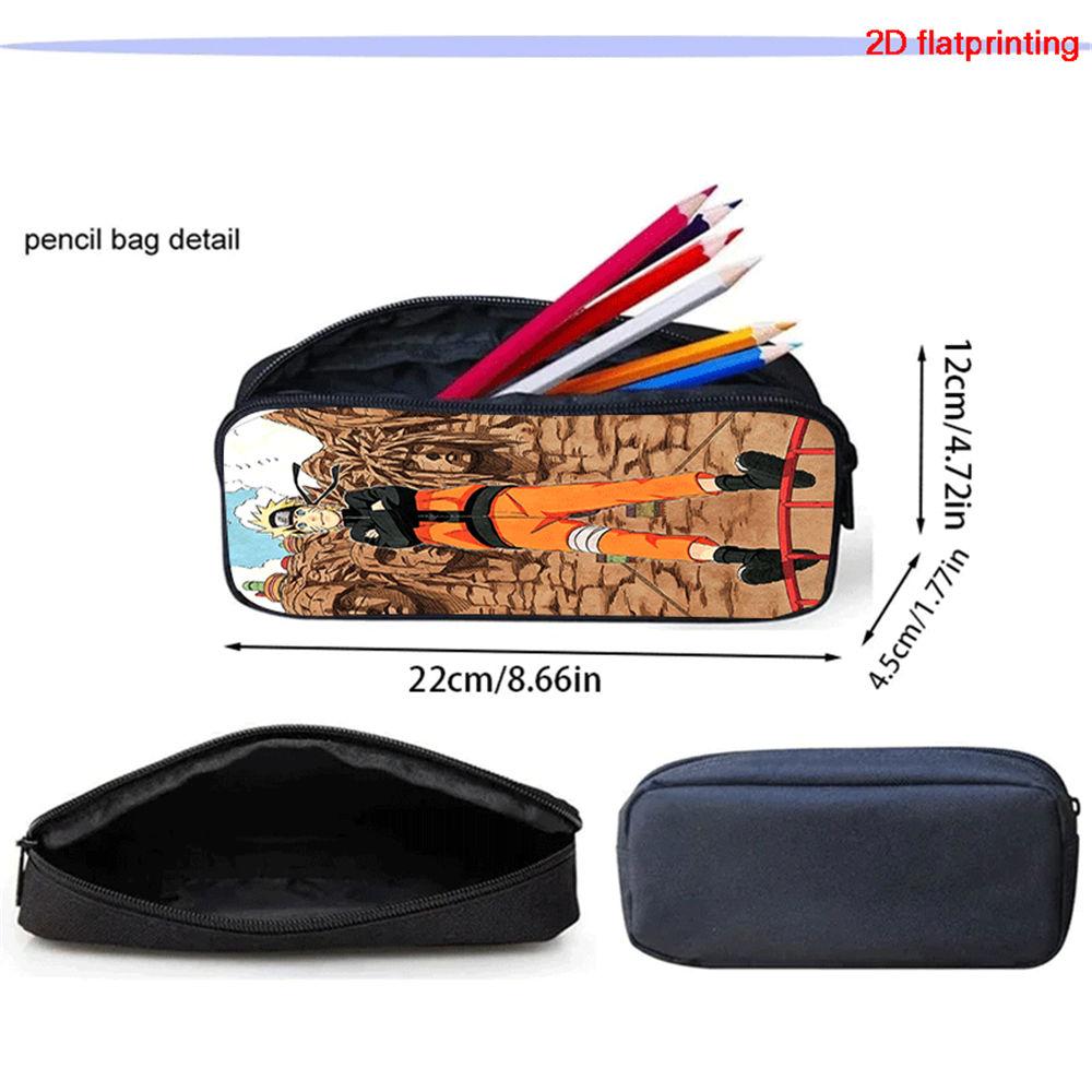 2Pcs Set NARUTO Anime Backpack With Front Pocket & Pencil Bag, School & Daily Use, Lightweight & Durable For Boys Girls Age 5-11