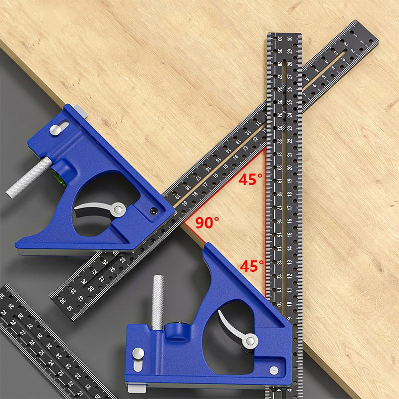 30CM Precision Marking Right Angle Ruler 45/90 Degree Hole Angle Ruler Industrial Scribe Marking Gauge Draw a circle Woodworking