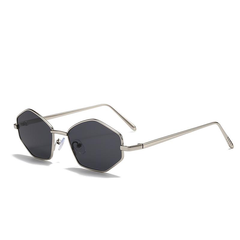 European and American new metal multilateral rhombus sunglasses women's high-end fashion sunglasses sun protection hip-hop glasses men