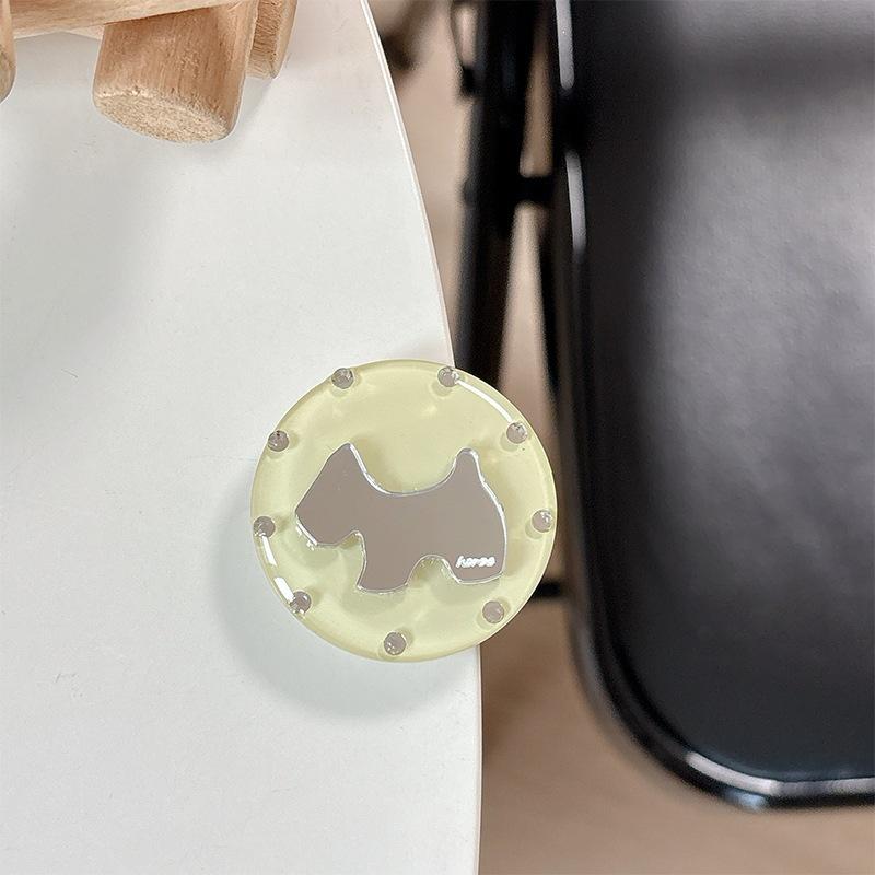 Creative Puppy Mirror Telescopic Desktop Watching Drama Mobile Phone Airbag Holder Paste Simple Rhinestone Solid Color Round Ring Ring