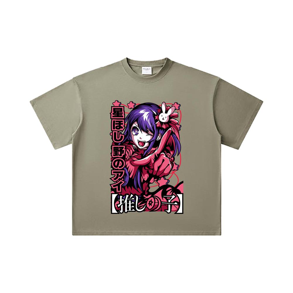 260 GSM Double Yarn 32 Count 100% Cotton Oshi No Ko V2 Print Unisex Heavy Cotton T Shirt