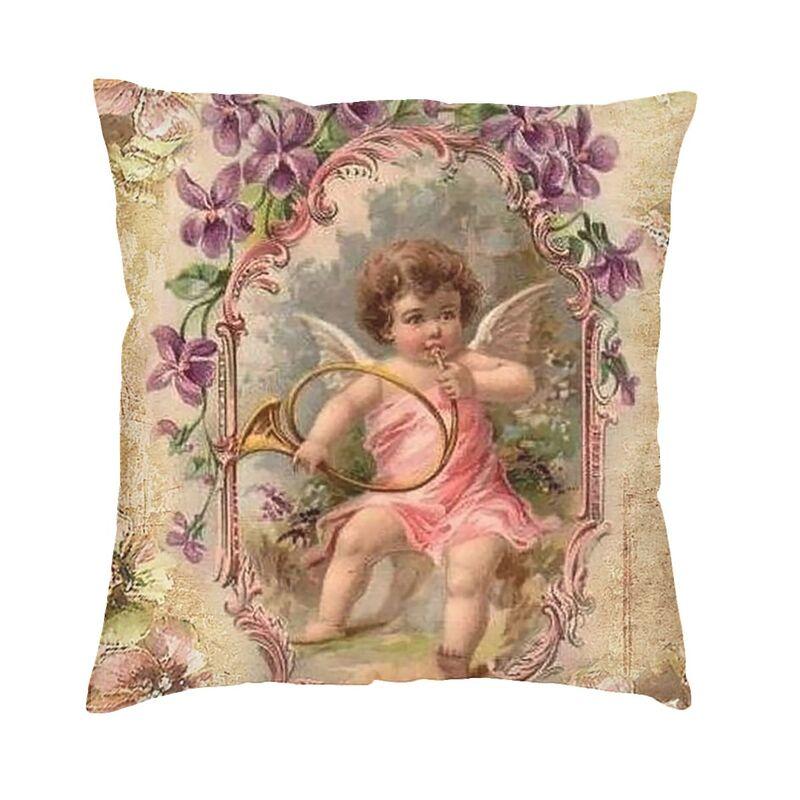 Victorian Angel Square Pillow Cover Home Decorative Vintage Angel Cushion Cover Throw Pillow For Sofa Double-Sided Printing