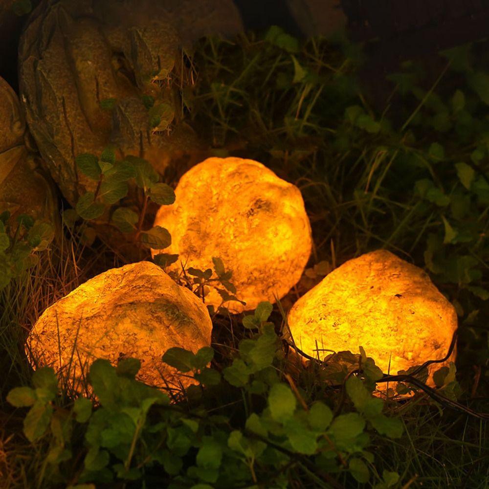 Cobblestone Shaped Solar Stone Lamp Energy Saving Waterproof Outdoor Pebble Lamp Solar Powered Auto on/Off Solar Landscape Light