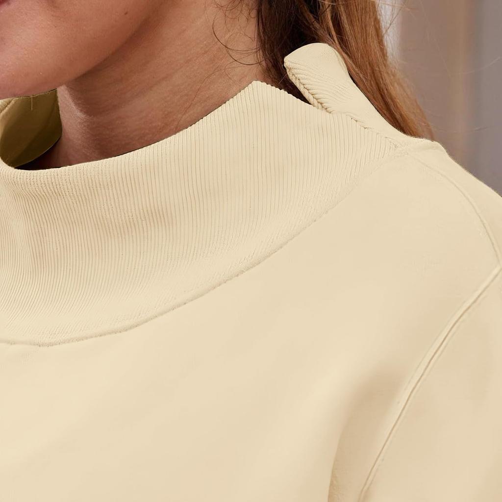 Women's Color Round Neck Loose Fit Long Sleeve Pullover Sweatshirt for Everyday Wear