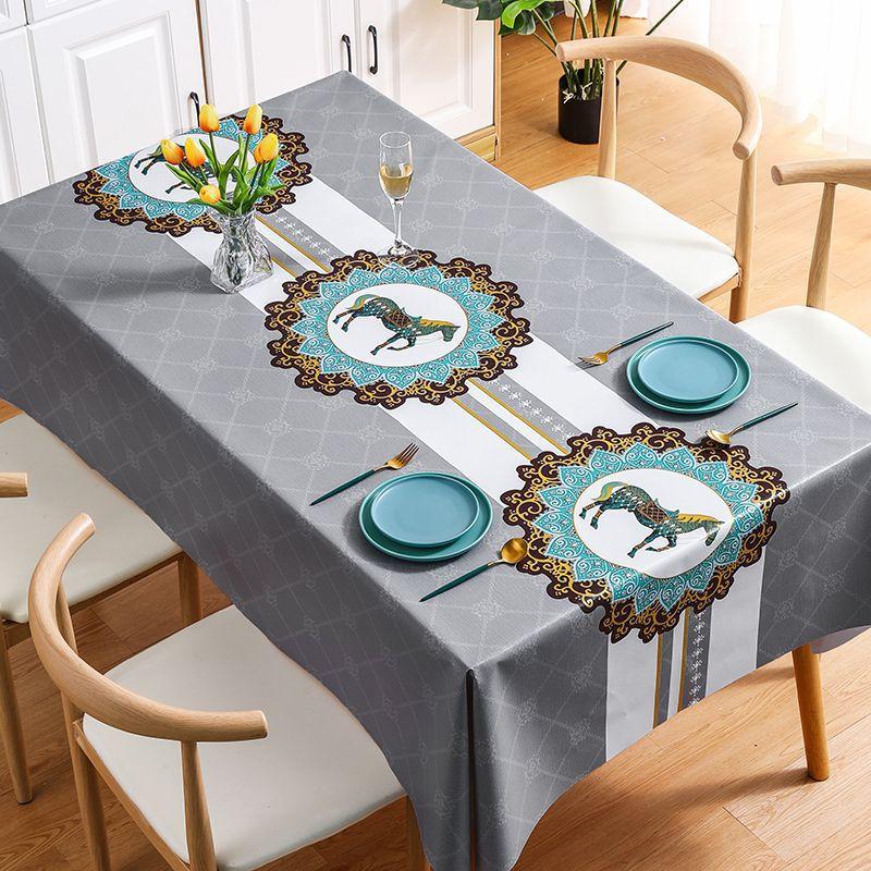 Household Nordic Pvc Tablecloth Waterproof And Oil-Proof Leave-In Tablecloth Ethnic Style Dining Table Cloth Coffee Table Cloth