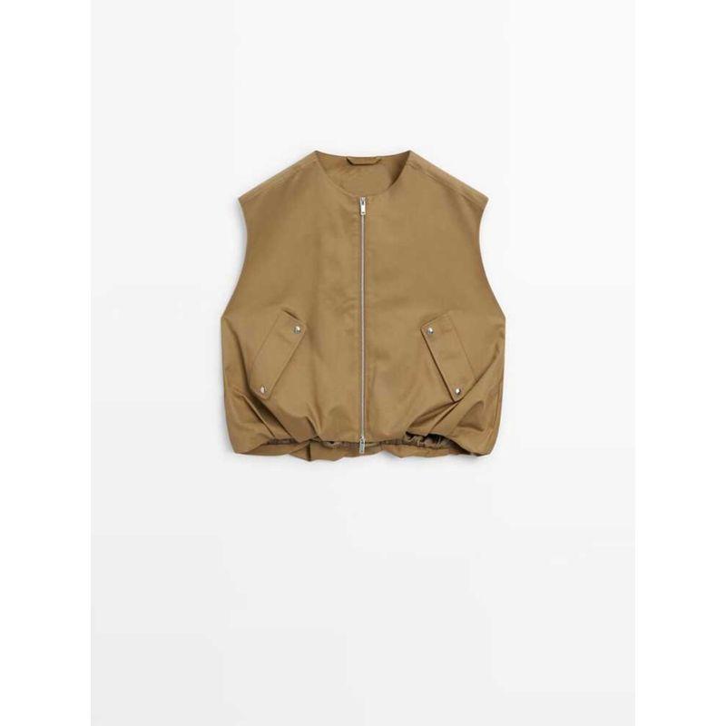 Za2024 Spring-Summer New Type Women's Clothing Casual Bandage Dress Round Neck Vest Jacket Short Coat 06745807 742