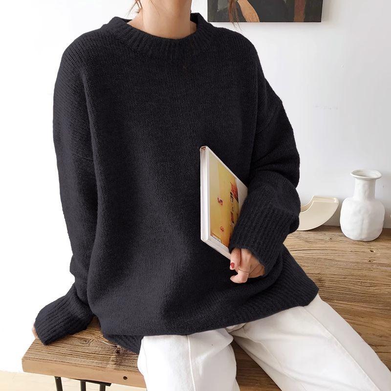 Women Cashmere Elegant Basic Sweater Autumn Winter Loose Soft O-Neck Knitted Pullovers Oversized Solid Color Jumper Knitwear